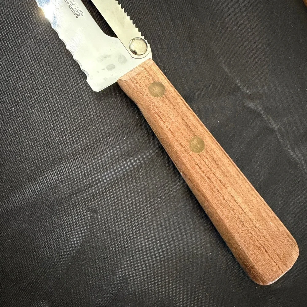 Carve-N-Saw Knife with Saw Blade Wood Handle Retro Kitchen Stainless Steel VTG